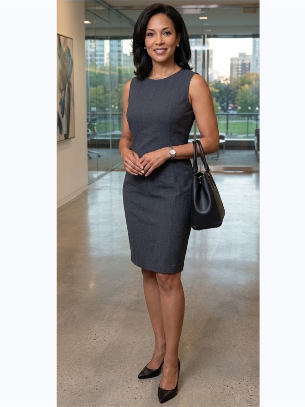 Vicky Tiel Sleeveless Sheath Dress in Charcoal